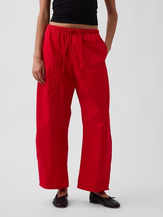 GAP Pants - Gap Poplin Easy Double-Knee Barrel Pants M Red